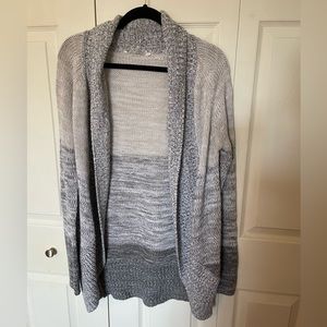 Gray Gradient Ombre Knit Oversized Open Cardigan M